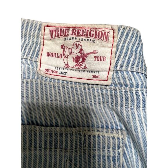 Vintage True Religion Women’s Lizzy Pinstripe Capri Jeans - Light Wash - 26 - Picture 5 of 9